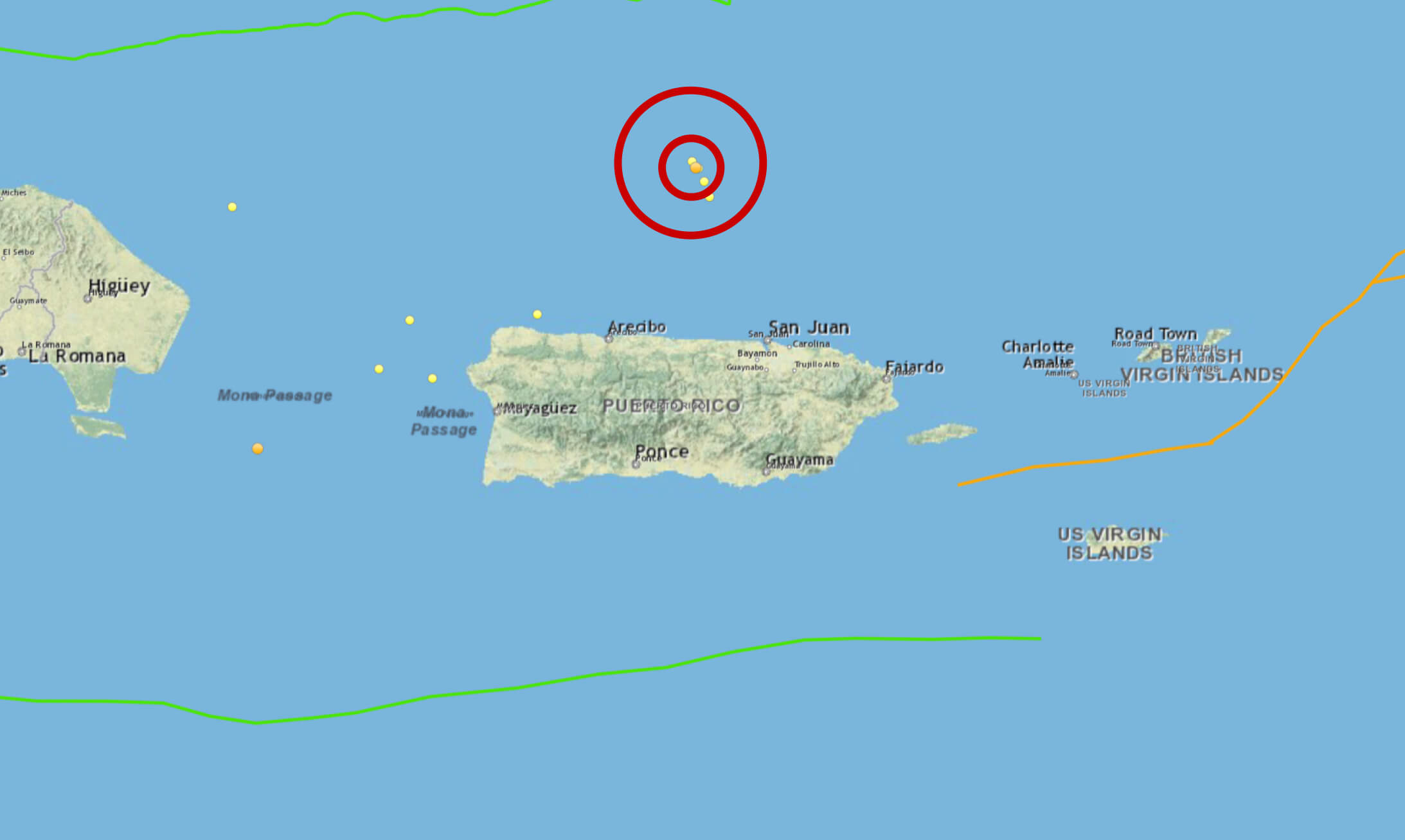 Reportan leve sismo al norte de Puerto Rico