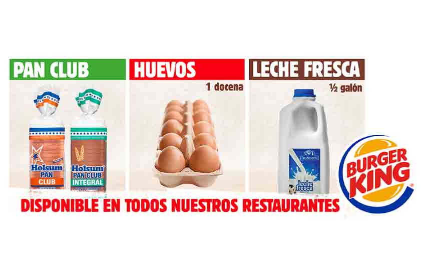 Burger King iniciará venta de pan, leche y huevos en sus restaurantes