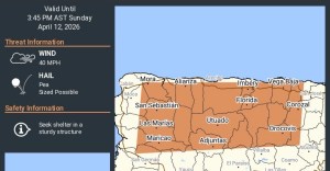 Emiten alerta de vientos de 40MPH y posible granizo